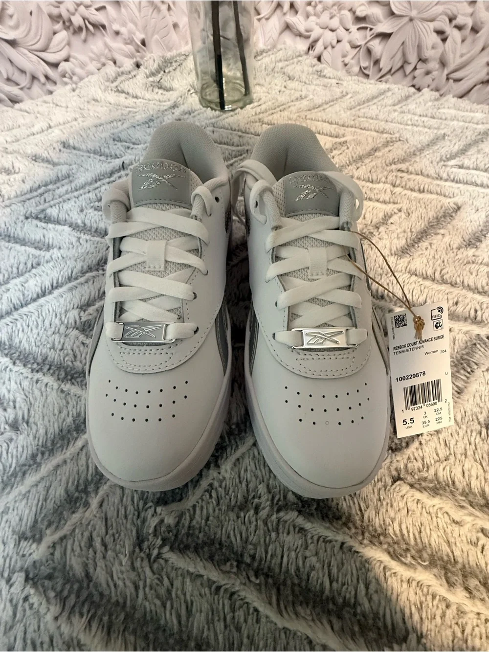 Reebok Kids White with Silver Accent Platform Sneakers - Picture 10 of 10